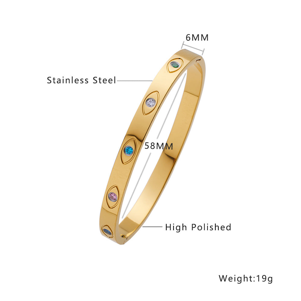 Wholesale Retro Fashion Zircon Gold Titanium Steel Bracelet